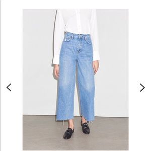 High waisted cropped wide leg jeans